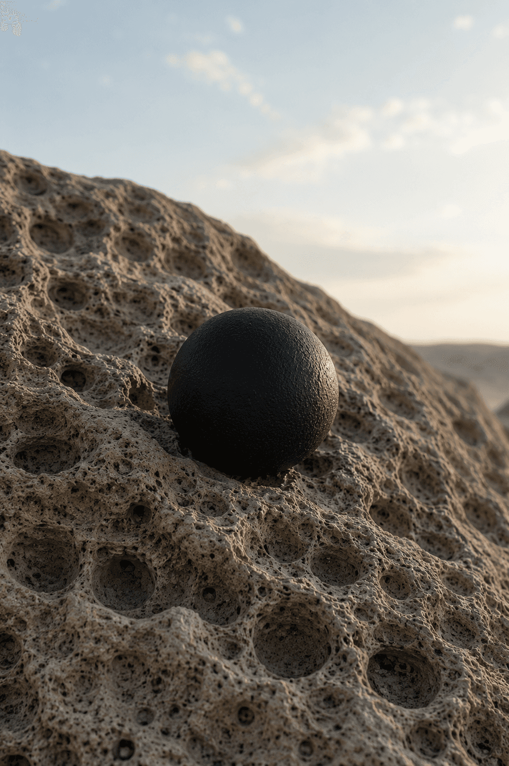 Installation — stoneware spheres and vessels