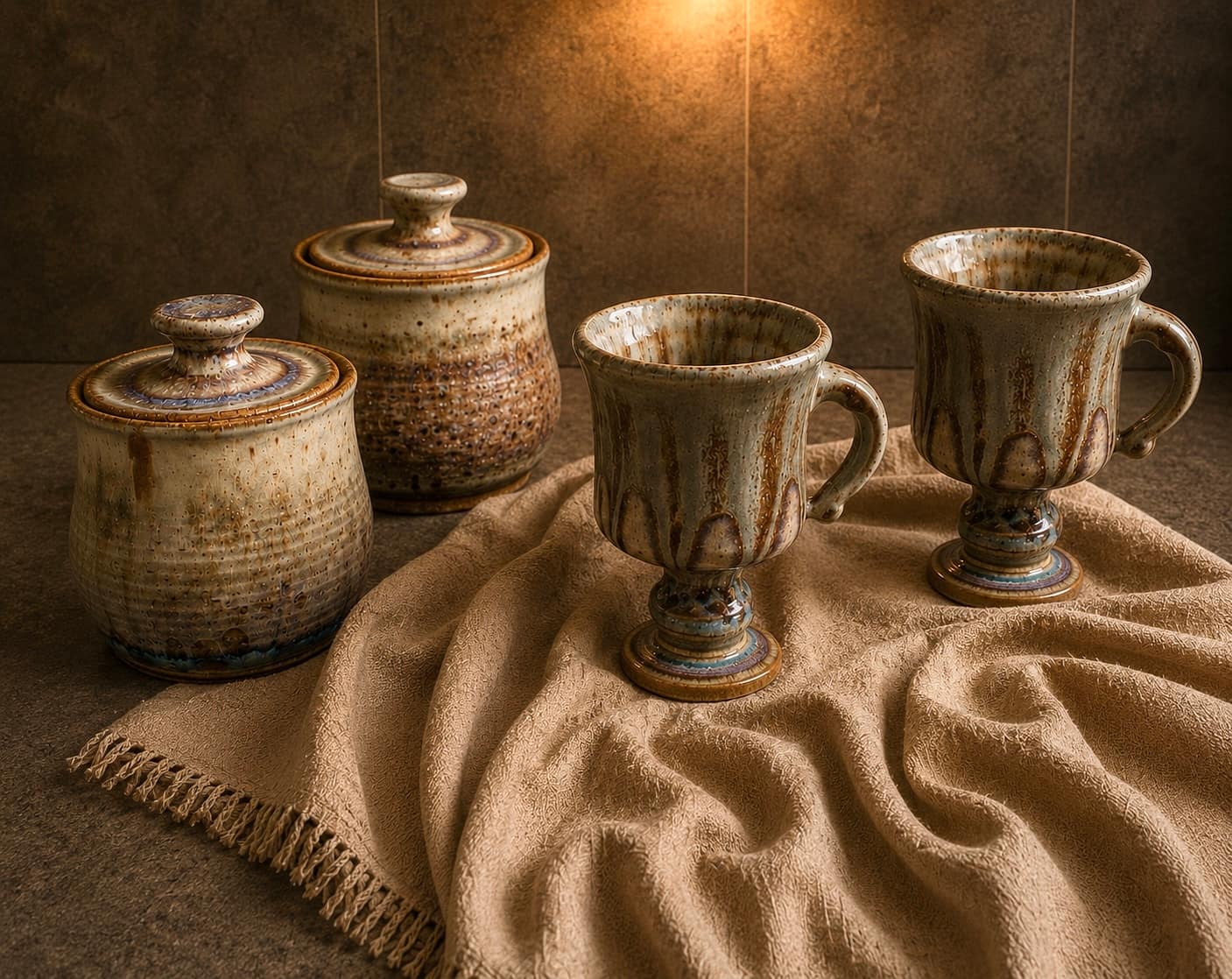 Irish coffee set — stoneware cups and saucers