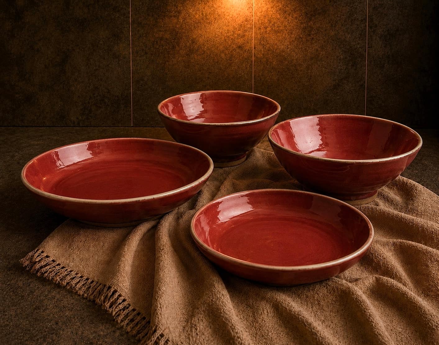 Red tableware set — copper red stoneware