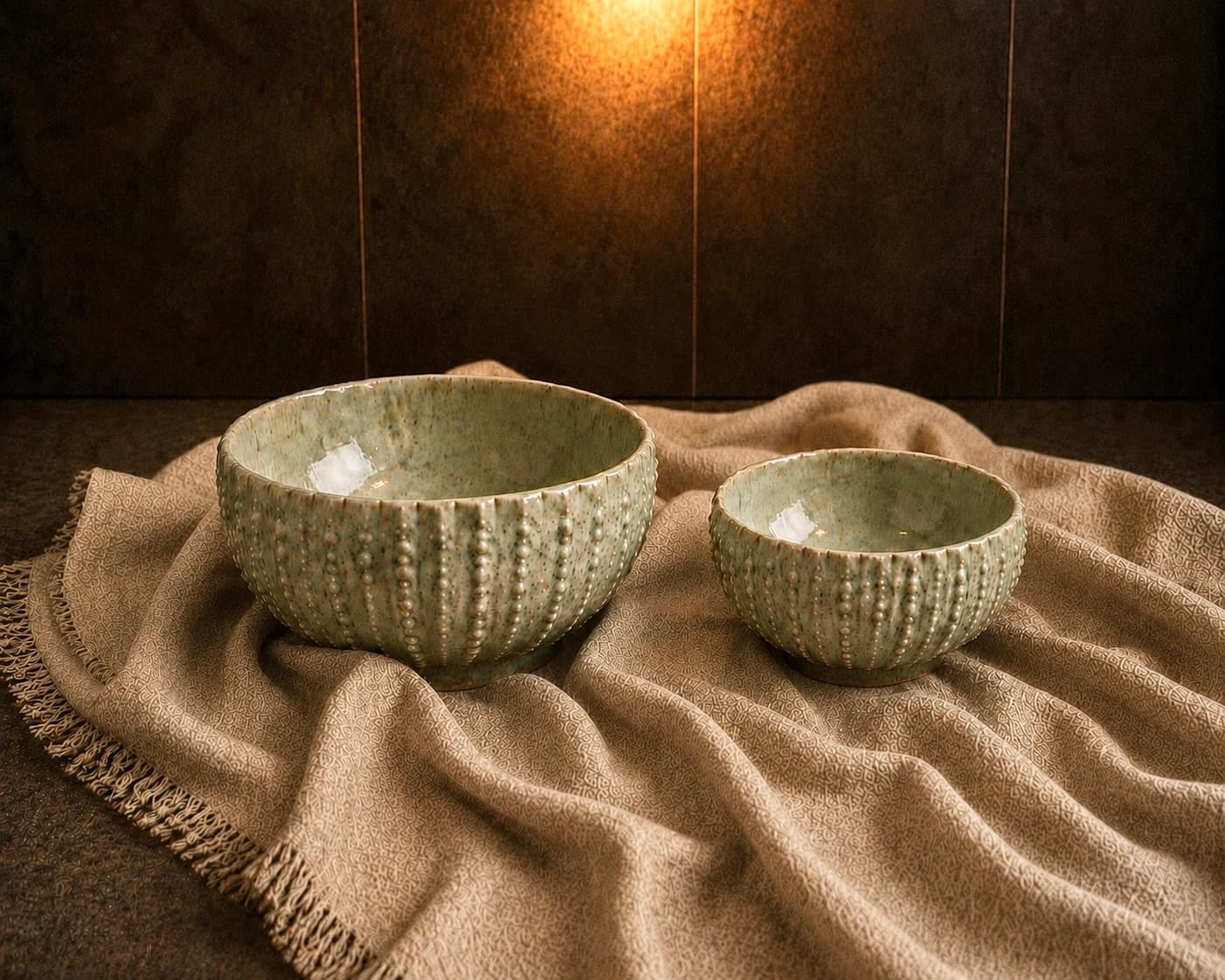 Urchin set — textured stoneware tableware